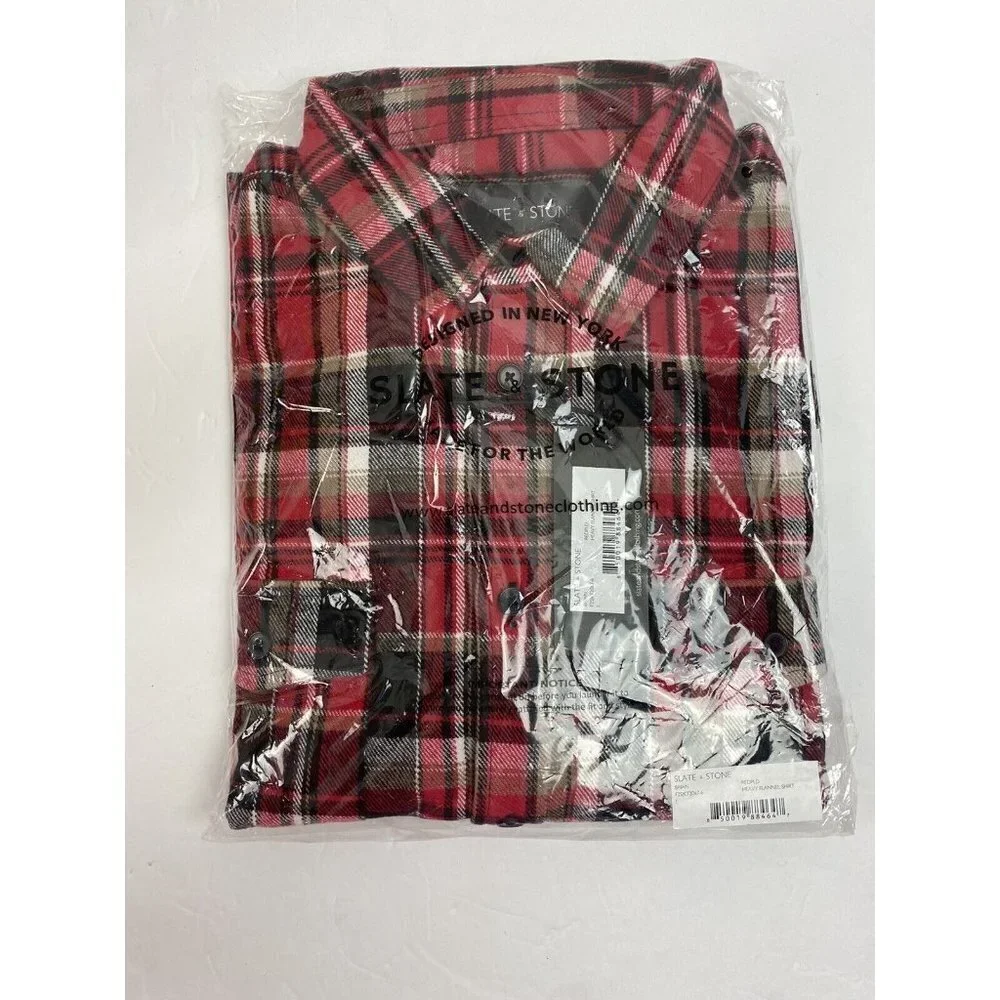 Slate and‎ Stone Heavy Flannel Shirt Red Plaid Mens sz L NEW $198